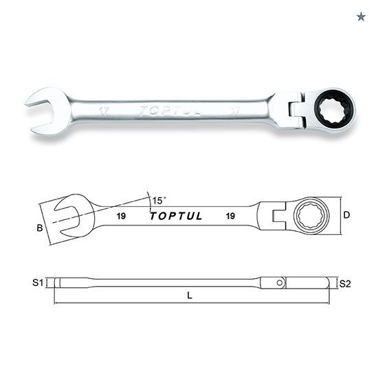 Cờ lê vòng miệng lắt léo 8mm TOPTUL AOAD0808 Cờ lê vòng miệng lắt léo 8mm TOPTUL AOAD0808